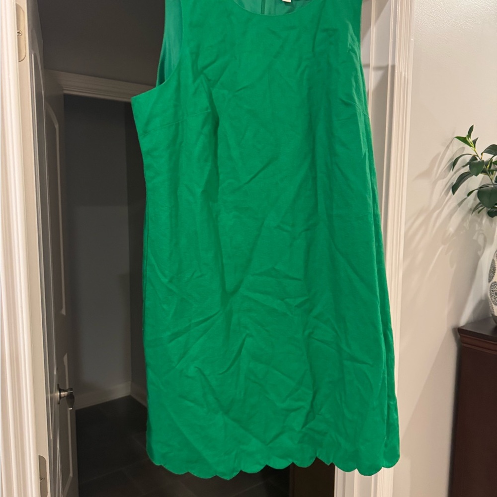 J. Crew Vibrant Green Scalloped Mini Dress